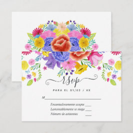 Cartão RSVP Festa Espanhola Floral Quinceañera