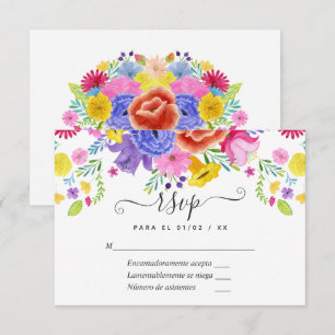 Cartão RSVP Festa Espanhola Floral Quinceañera