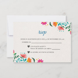 Cartão RSVP Fiesta Colorful Floral Modern Boda Spanish Wedding