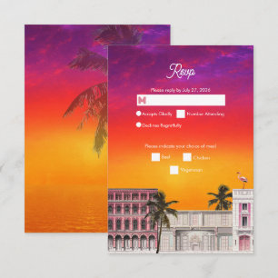 Cartão RSVP Fila de Arco-Íris da Praia de Miami Casamento de P