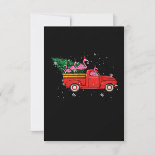 Cartão RSVP Flamingo Andando Caminhão Vermelho Xmas Natal Nat