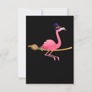 Cartão RSVP Flamingo Halloween da Bruxa Flamingo Engraçada