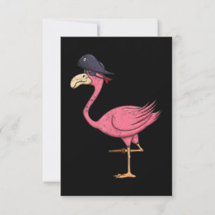 Cartão RSVP Flamingo Rosa Pirata Com Halloween