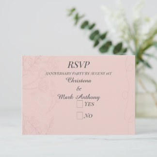 Cartão RSVP Fleur de Satin Wedding Anniversary