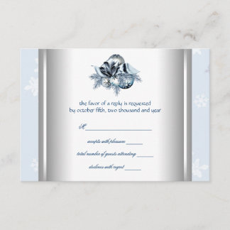 Cartão RSVP Floco de Neve Azul Branco Casamento de Inverno RSV