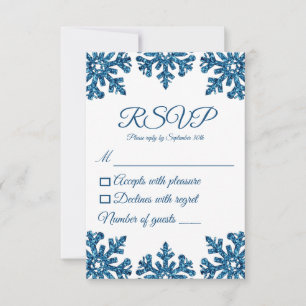 Cartão RSVP Floco de Neve Azul de Inverno