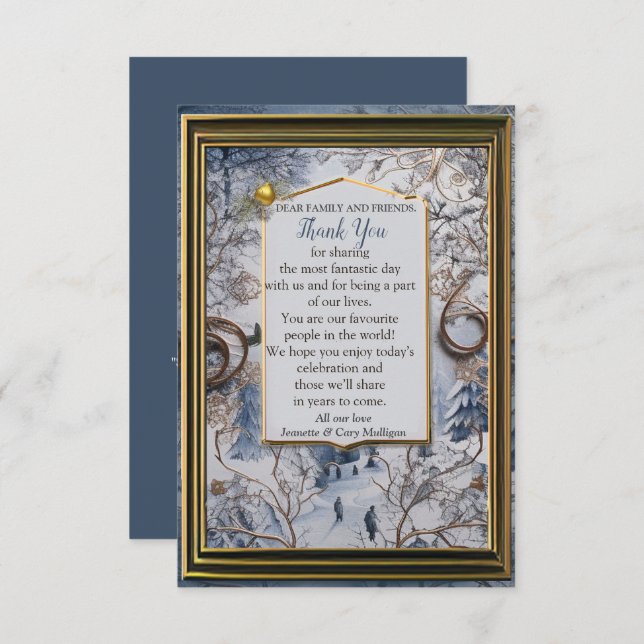 Cartão RSVP Floco de neve único Festivo Obrigado (Frente/Verso)