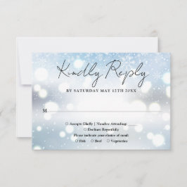 Cartão RSVP Flocos de Neve de Grafia Elegante Casamento de Inv