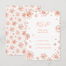 Cartão RSVP Flocos de neve rosa Dourados Winter