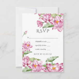 Cartão RSVP Flor de Lótus Aquarela Casamento Indiano