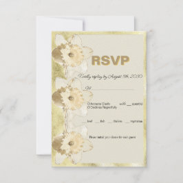 Cartão RSVP Flor de narciso elegante personalizada com moldura