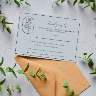 Cartão RSVP Flor do Mês Janeiro Casamento Totalmente Perso