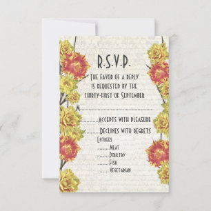 Cartão RSVP Flor floral amarelo Elegante R.S.V.P