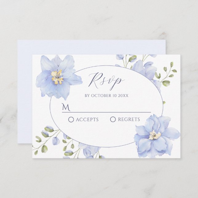 Cartão RSVP Flor macia púrpura (Frente/Verso)