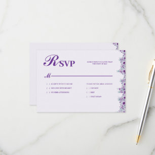 Cartão RSVP Flor púrpura elegante