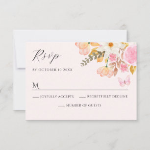 Cartão RSVP Flor rosa