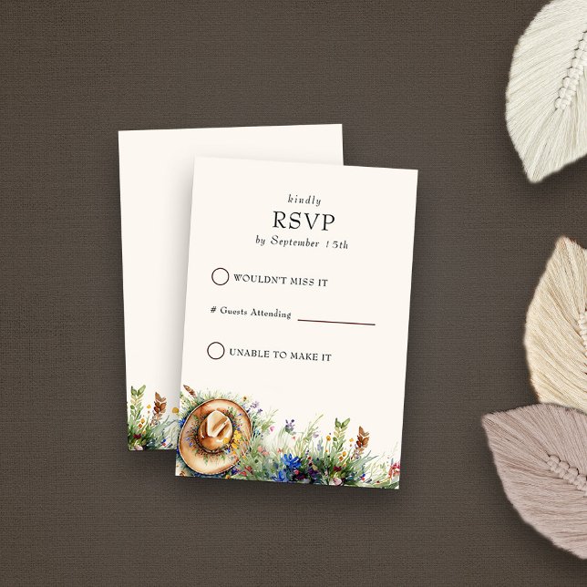 Cartão RSVP Flor Rustic Floral Simples (Simple RSVP Cards from my Wildflower Cowgirl Hat Quinceanera Collection
)