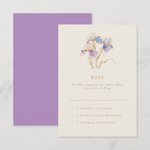 Cartão RSVP Florais de Íris Minimalista Elegante