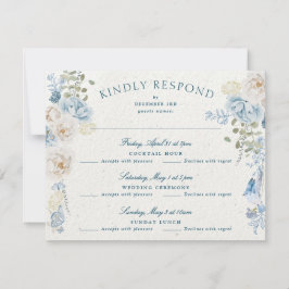 Cartão RSVP Florais Românticos Florais de inverno Casamento es