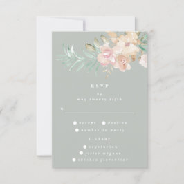 Cartão RSVP Florais Rustic Watercolor no Casamento Verde Sage