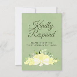 Cartão RSVP Floral Amarelo no Sage Green Responda Casamento ge