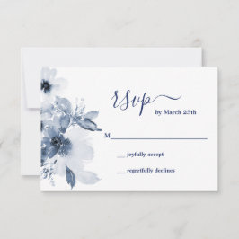 Cartão RSVP Floral Azul