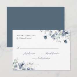 Cartão RSVP Floral Azul Dusty