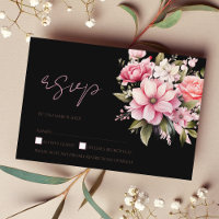 Floral Black Pink Flowers Dark Aestética Casamento