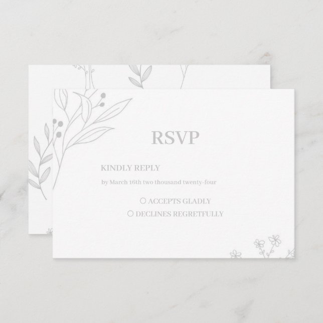 Cartão RSVP Floral Boho do Canto de Prata (Frente/Verso)