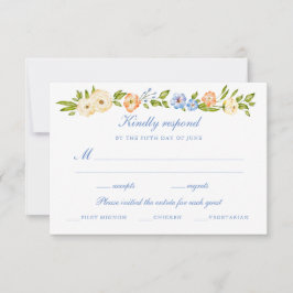 Cartão RSVP Floral Border Wedding 
