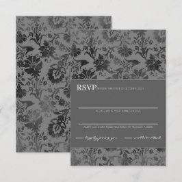 Cartão RSVP Floral Cinza Escuro
