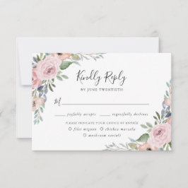 Cartão RSVP Floral com Rosa cor-de-água rosa poeirenta | Escol