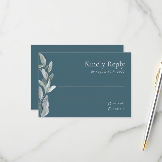 cartão rsvp floral de aquarela (Frente/Verso In Situ)
