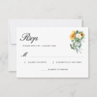 cartão RSVP floral de girassol de aquarela