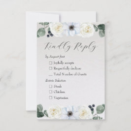 Cartão RSVP Floral de Inverno Rústico