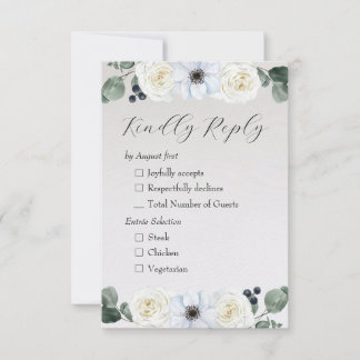 Cartão RSVP Floral de Inverno Rústico