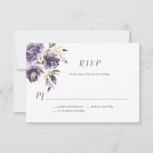 Cartão RSVP Floral de Lavanda Verde Violeta