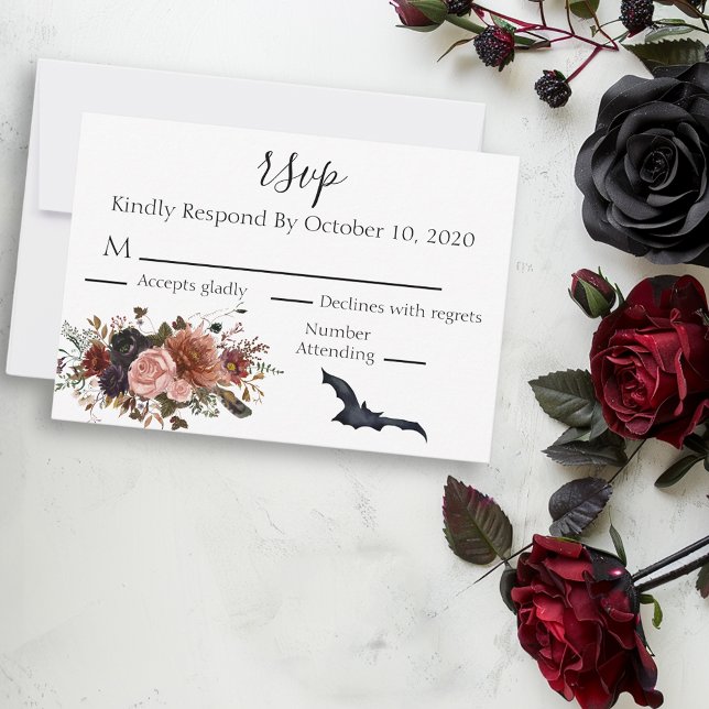 Cartão RSVP Floral de outono de Halloween Floral (Criador carregado)