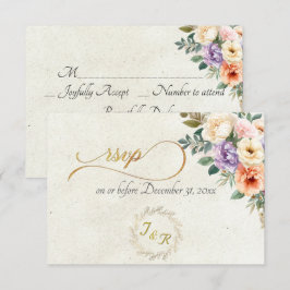 Cartão RSVP Floral de Primavera & Grinalda - Creme
