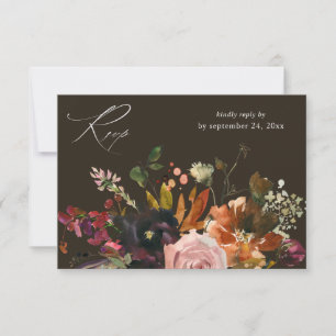 Cartão RSVP Floral Dourado, Roxo e Rosa com Refeição V2- BR