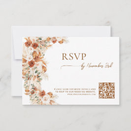 Cartão RSVP Floral Elegant Script Wedding Website QR Code