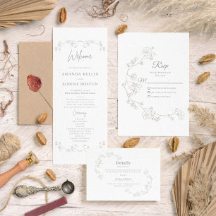 Cartão RSVP Floral Elegante Simples