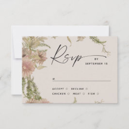 Cartão RSVP Floral & Fern Wedding Insert. Botânica do Marfim q
