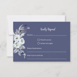 Cartão RSVP Floral Geométrico Azul