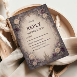Cartão RSVP Floral Gótico Romântico