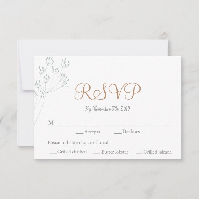 Cartão RSVP Floral Greenery Wedding (Frente)