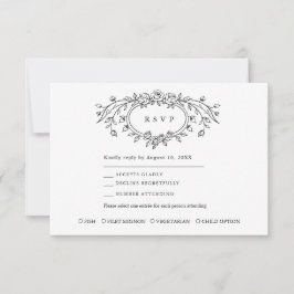 Cartão RSVP Floral Line Art Wedding Response Card