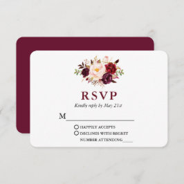 Cartão RSVP Floral Moderno Elegante de Casamento