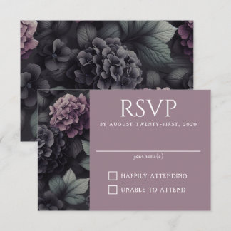 Cartão RSVP Floral Moody Preto e Puro