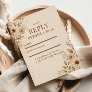 Cartão RSVP Floral Neutro Suave